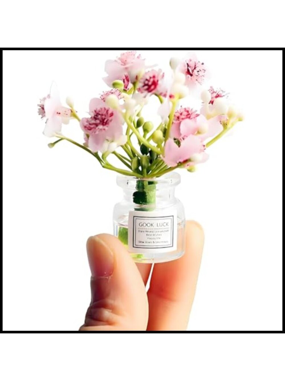 1:6 Scale Miniature Jasmine Flowers Pink Vase Dollhouse Decor Set